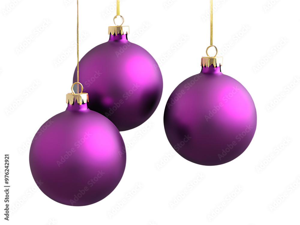 Obraz premium Purple_Christmas_balls,_rendered_in_3D_and_isolated_on_a_white_background,_perfect_for_holiday_decor.