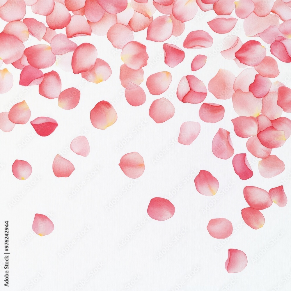 Beautiful rose petals scattered gracefully on a clean background, perfect for romantic or nature-themed designs. Beautiful rose petals scattered gracefully on a clean background, perfect for romantic or nature-themed designs.