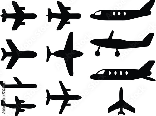 Plane different icons set.