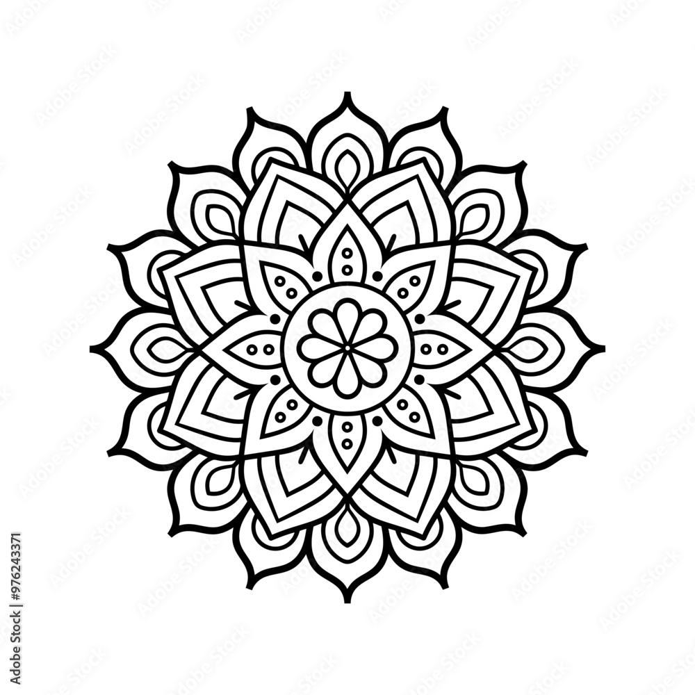 Naklejka premium Mandala Vector Illustration For A Coloring Book, In A Simple And Minimalistic.