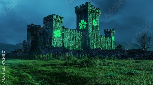 green castel serounded with green leafs  photo