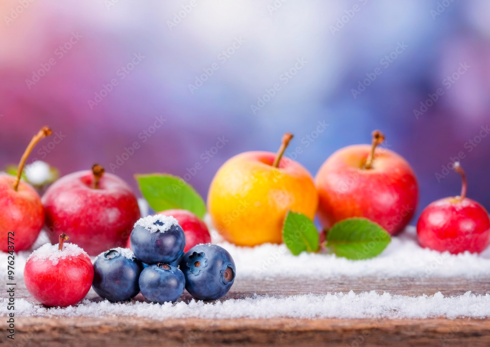 Blueberries and Apples in the Snow. Blueberries and Apples in the Snow.