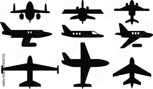 Plane different icons set.