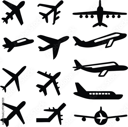 Plane different icons set.