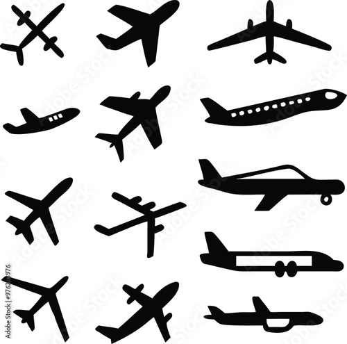 Plane different icons set.