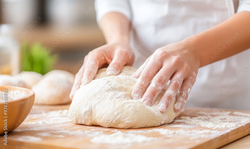 Making Fresh Dough in a Cozy Kitchen During the Morning Hours With Flour-Covered Hands Making Fresh Dough in a Cozy Kitchen During the Morning Hours With Flour-Covered Hands