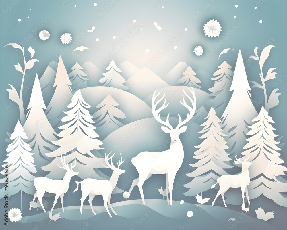christmas winter paper art merry snow tree holiday generative Ai. christmas winter paper art merry snow tree holiday generative Ai.