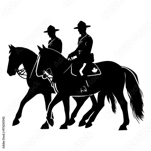 Mounted Police riding horse silhouette