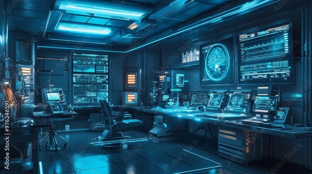 Futuristic Laboratory with Advanced Technology. Futuristic Laboratory with Advanced Technology.