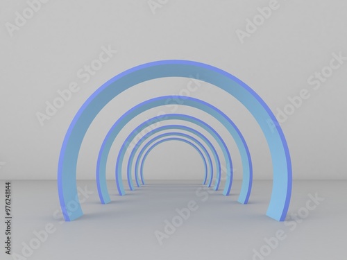 3d render empty bright tunnel 