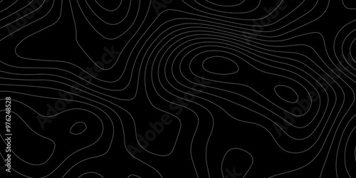 Abstract light pattern Vector illustration. Topographic map background concept. Vibrant neon lights pulsating patterns. Colorful topography contour lines isolated on black background.