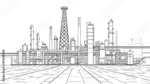 Industrial Factory Sketch Illustration