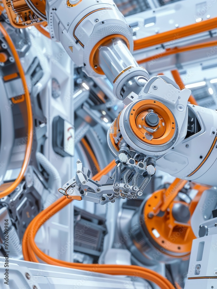 industrial robot arm performing precise tasks in a high-tech smart factory industrial robot arm performing precise tasks in a high-tech smart factory