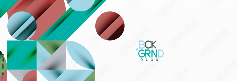 Obraz premium Trendy colorful circles, lines, arrows, triangles and other geometric shapes. Vector Illustration For Wallpaper, Banner, Background, Card, Book Illustration, landing page