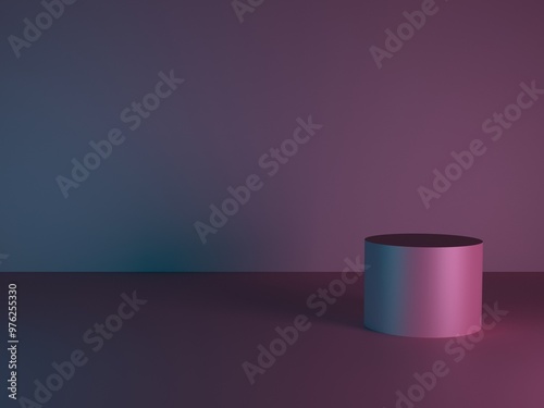 Stand with neon light 3d rendering