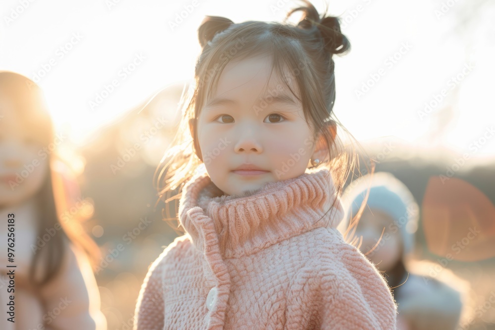 Calm disposition she embodies elegance and purity of youth. Tranquil moment captured where girl graceful demeanor and innocence are beautifully highlighted. Quiet power of natural beauty and