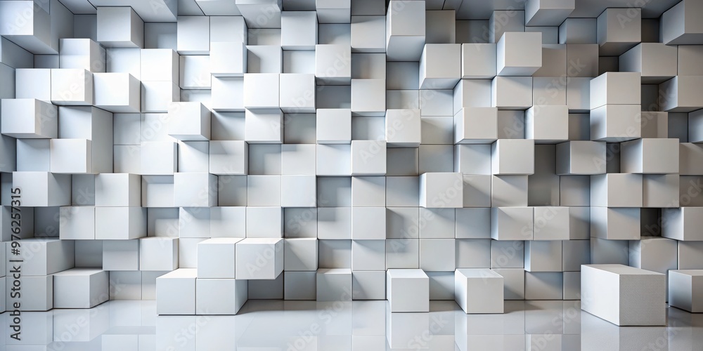 Abstract Cube Wall 3D Rendered White Geometric Pattern, Minimalist Design, 3D, Abstract , Geometric Abstract Cube Wall 3D Rendered White Geometric Pattern, Minimalist Design, 3D, Abstract , Geometric