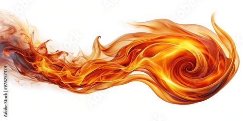 Abstract Flame Swirl Orange and Yellow Hues, Digital Art, Fire, Smoke, Spiral, abstract art, digital art