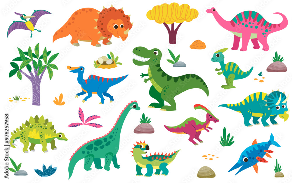 Funny dinosaurs in cartoon style Funny dinosaurs in cartoon style