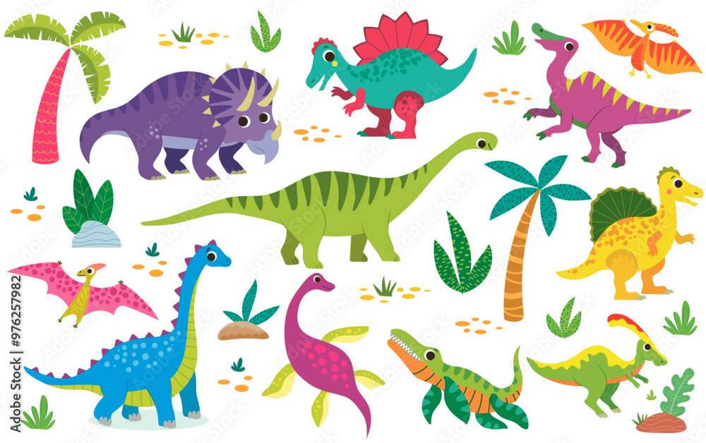 Funny dinosaurs in cartoon style Funny dinosaurs in cartoon style