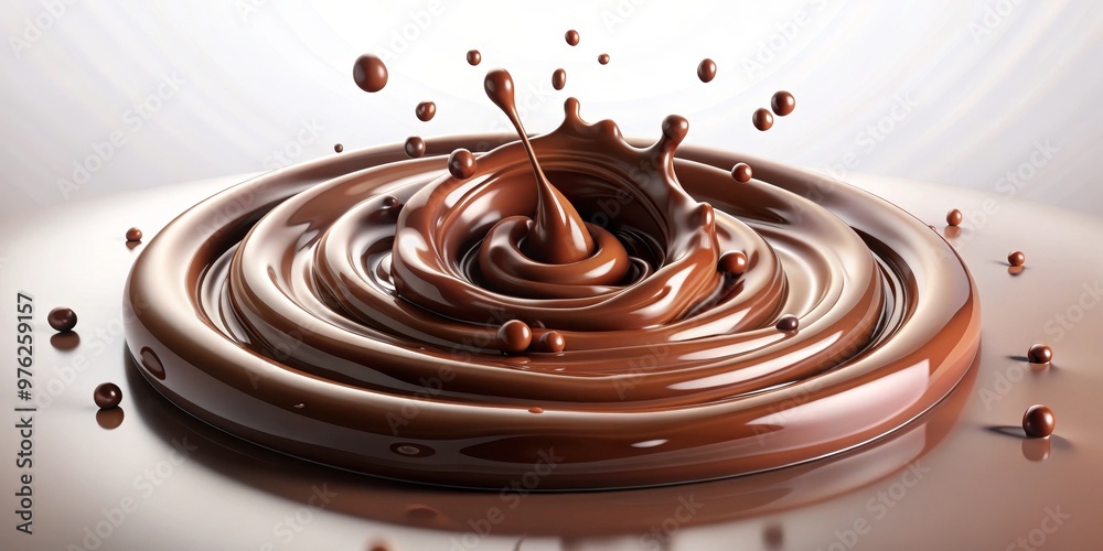 Chocolate Swirl Splash, 3D Rendering, Liquid Chocolate, Chocolate, Dessert, Food Chocolate Swirl Splash, 3D Rendering, Liquid Chocolate, Chocolate, Dessert, Food