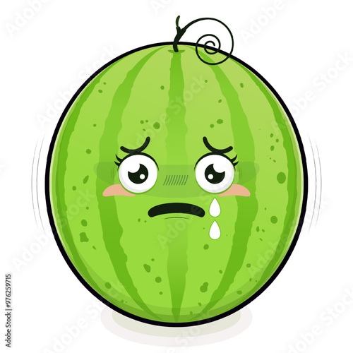 watermelon scared face cartoon cute