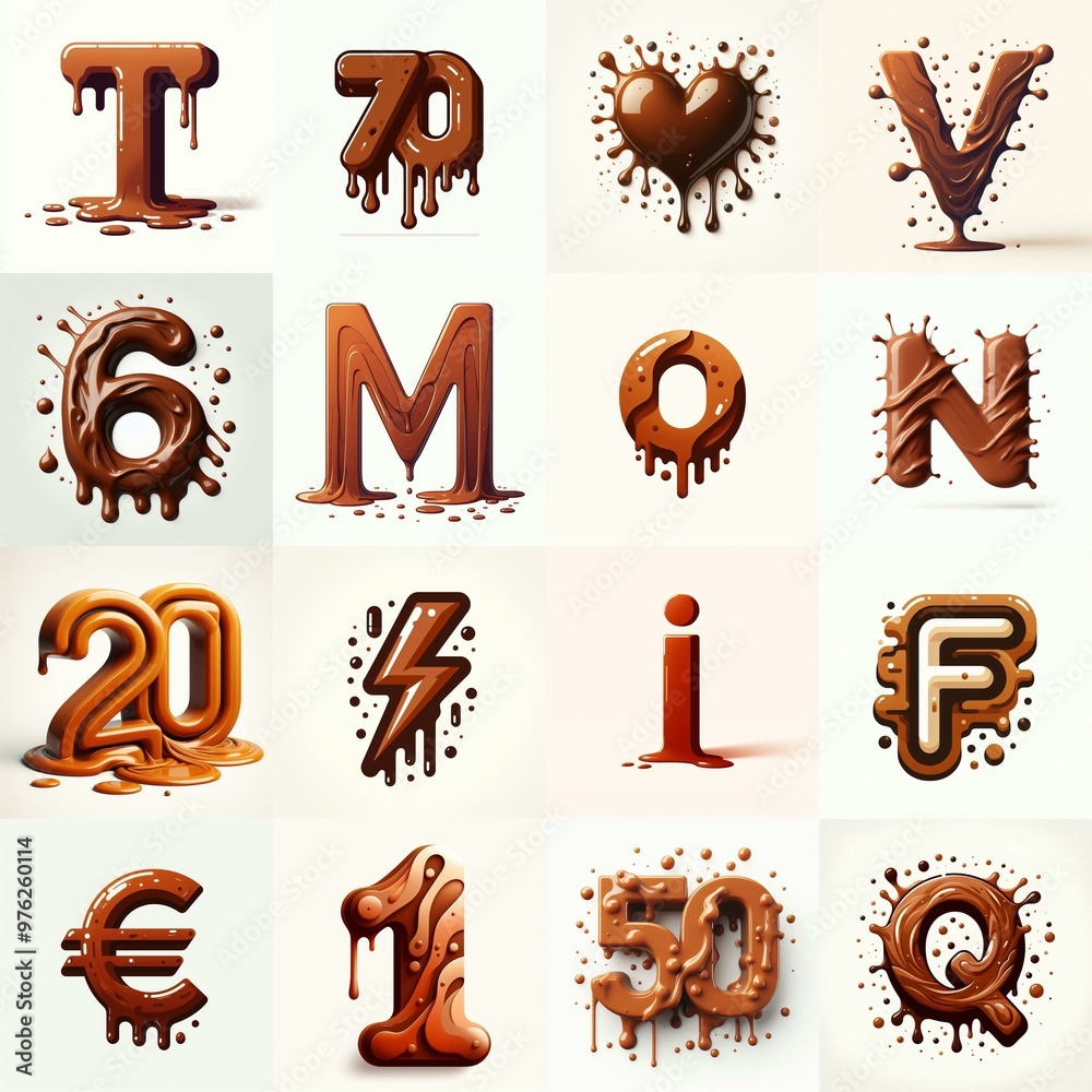 Naklejka premium Brown Lettering Typeface. AI generated illustration