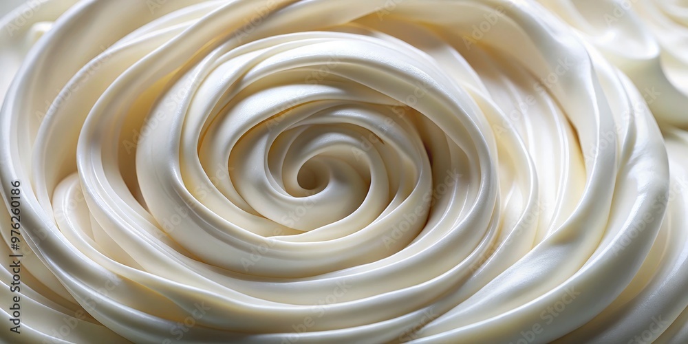 Creamy Swirls A Macro View of Whipped Cream, creamy, white, texture
