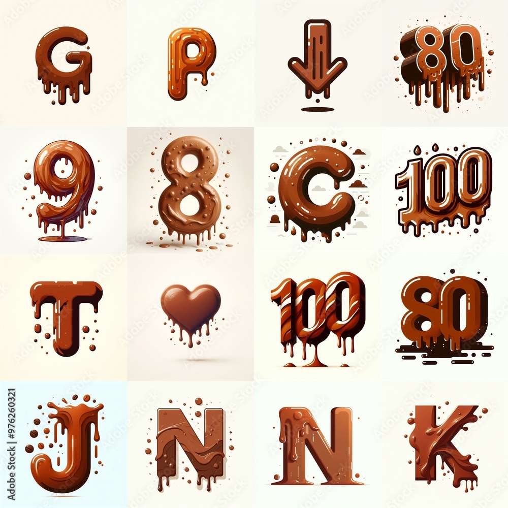 Naklejka premium Brown Lettering Typeface. AI generated illustration