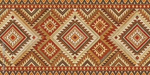 Geometric Mosaic Pattern in Warm Tones, Mosaic , Geometric , Pattern