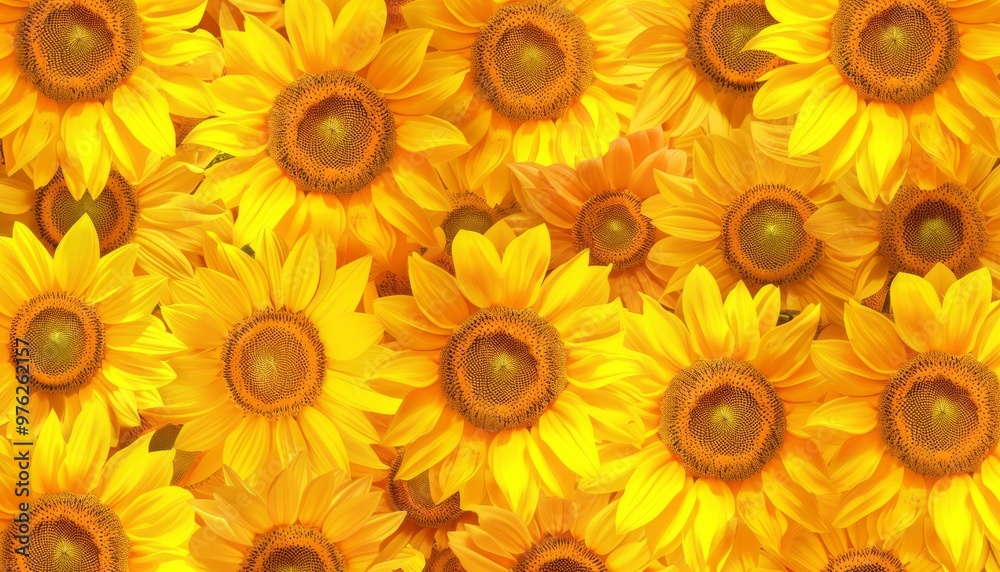 Striking image showcasing a sunflower pattern with vivid yellow petals, exuding warmth positivity