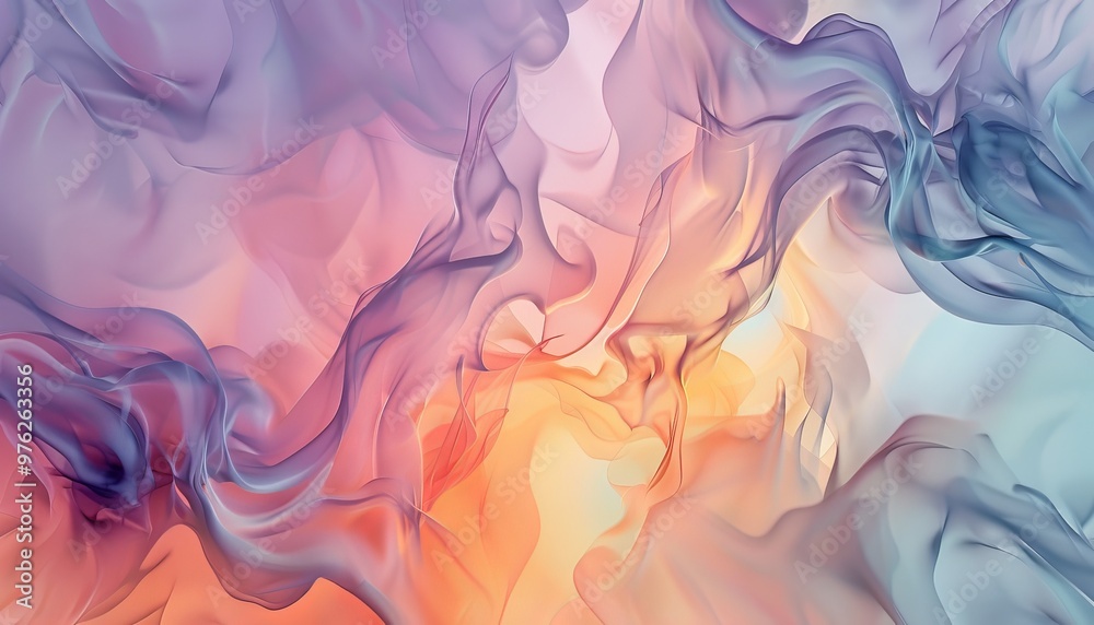 Soft pastel swirling patterns create a calming abstract wallpaper, perfect for serene bedroom Soft pastel swirling patterns create a calming abstract wallpaper, perfect for serene bedroom