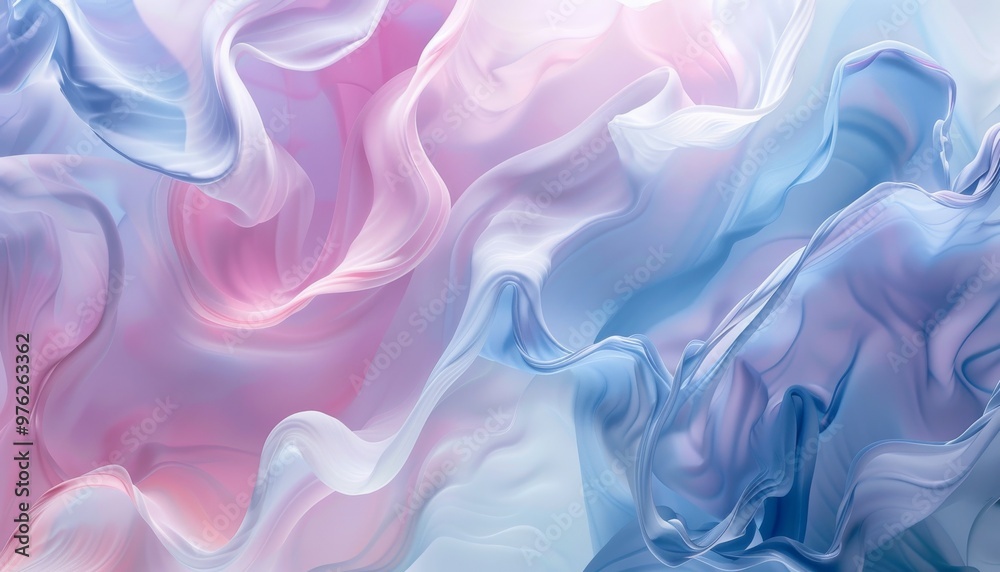 Obraz premium Soft pastel swirling patterns create a calming abstract wallpaper, perfect for serene bedroom