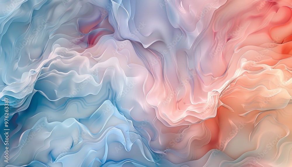 Obraz premium Soft pastel swirling patterns create a calming abstract wallpaper, perfect for serene bedroom