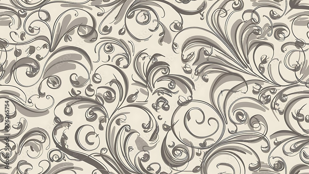 Fototapeta premium Delicate curl pattern seamless background - For easy making seamless pattern use it for filling any contours