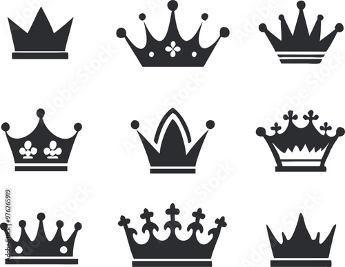 Crown icons set. Vector 