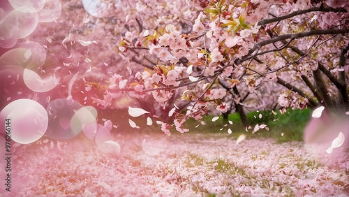 Spring backgroung flowering sakura cherry flowers blossom floral nature and abstract bokeh