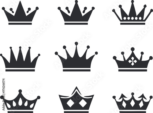 Crown icons set. Vector 