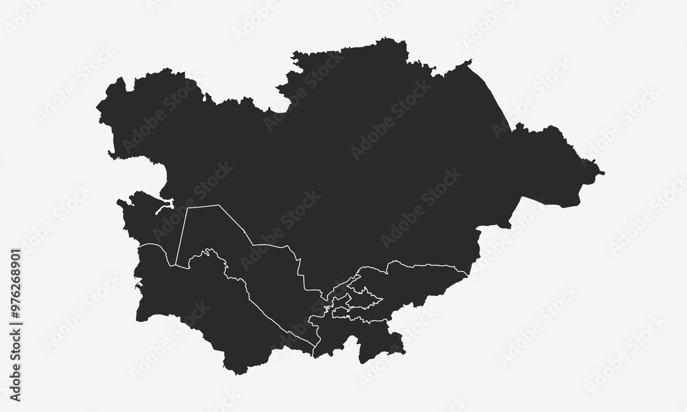 Obraz premium Central Asia map. High detailed. Vector illustration
