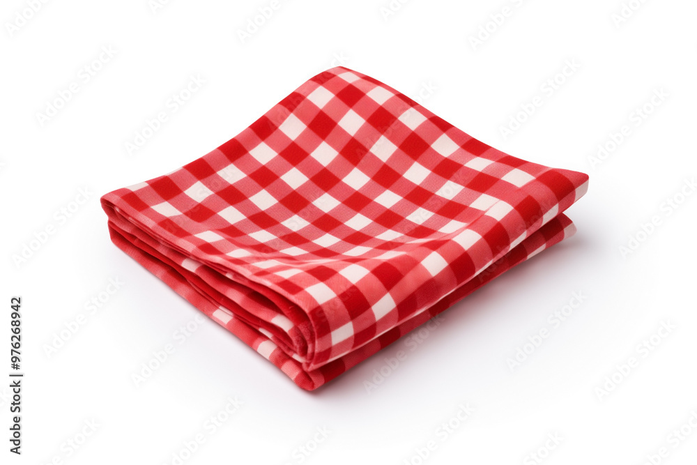 red checkered napkin isolated on white background red checkered napkin isolated on white background