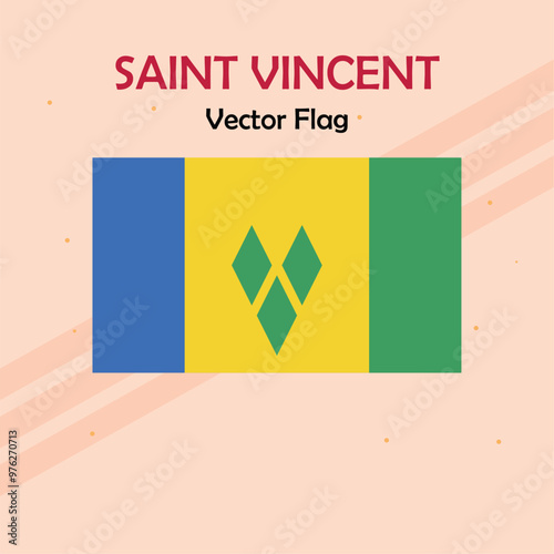 Sait Vincent vector flag lines and stock  photo