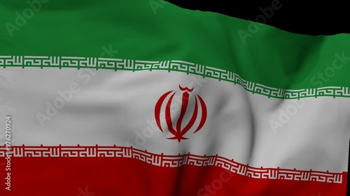 Iran waving flag closeup on a Transparent Background Loop