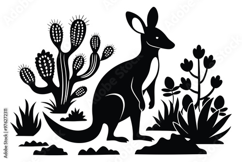 wallaby in plants and cactus A.eps