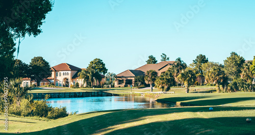 Obraz na płótnie Beautiful golf course on Deer Island in Florida. w salonie