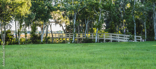 Beautiful pier leading to a lake in Florida.