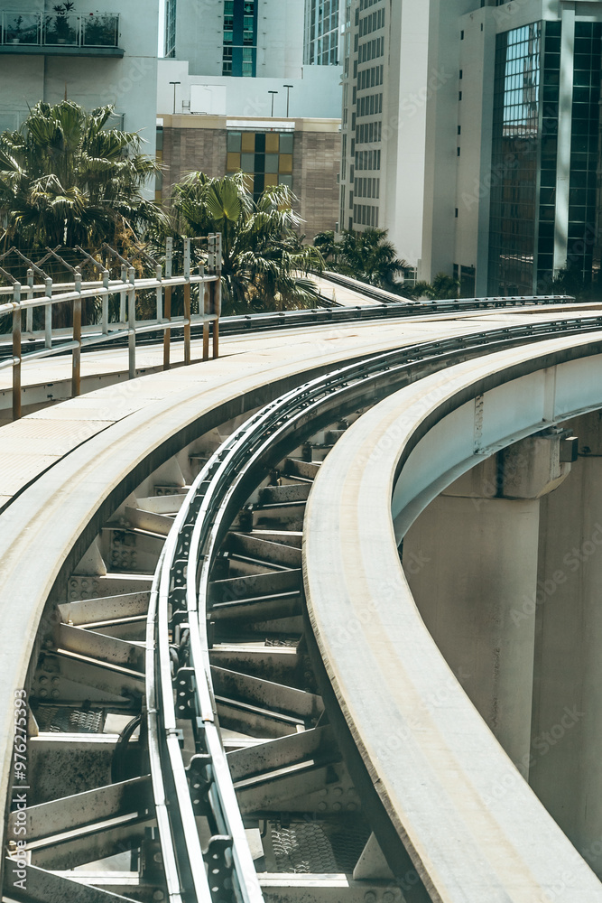 Suspended tramway rail in Miami.