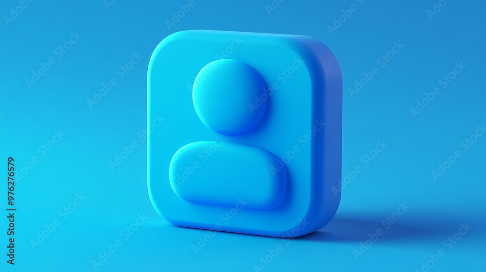 A 3D vector illustration of a contact icon, a blue button with a user profile symbol. Designed for networking sites or apps, a cartoon style and focuses on online communication and digital marketing A 3D vector illustration of a contact icon, a blue button with a user profile symbol. Designed for networking sites or apps, a cartoon style and focuses on online communication and digital marketing