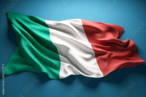 Italy flag isolated on blue background