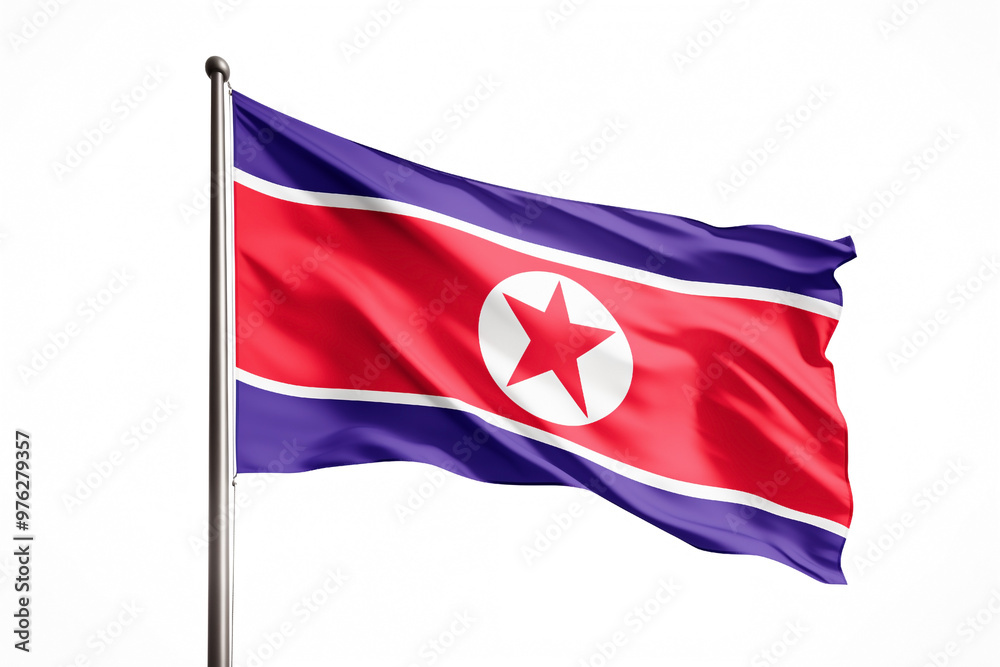 North Korea flag isolated on white background North Korea flag isolated on white background