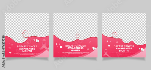 Breast cancer awareness month social media post template 
